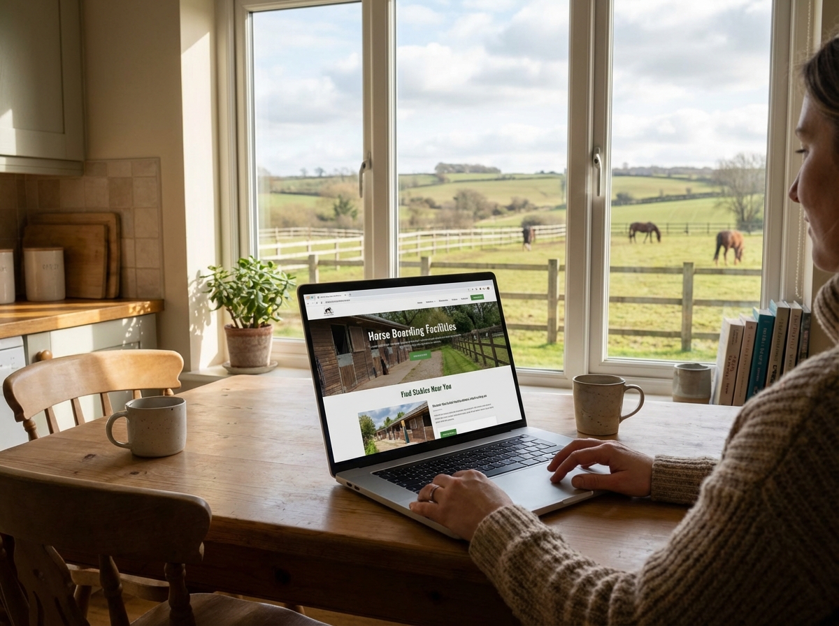 Horse owner searching for boarding online