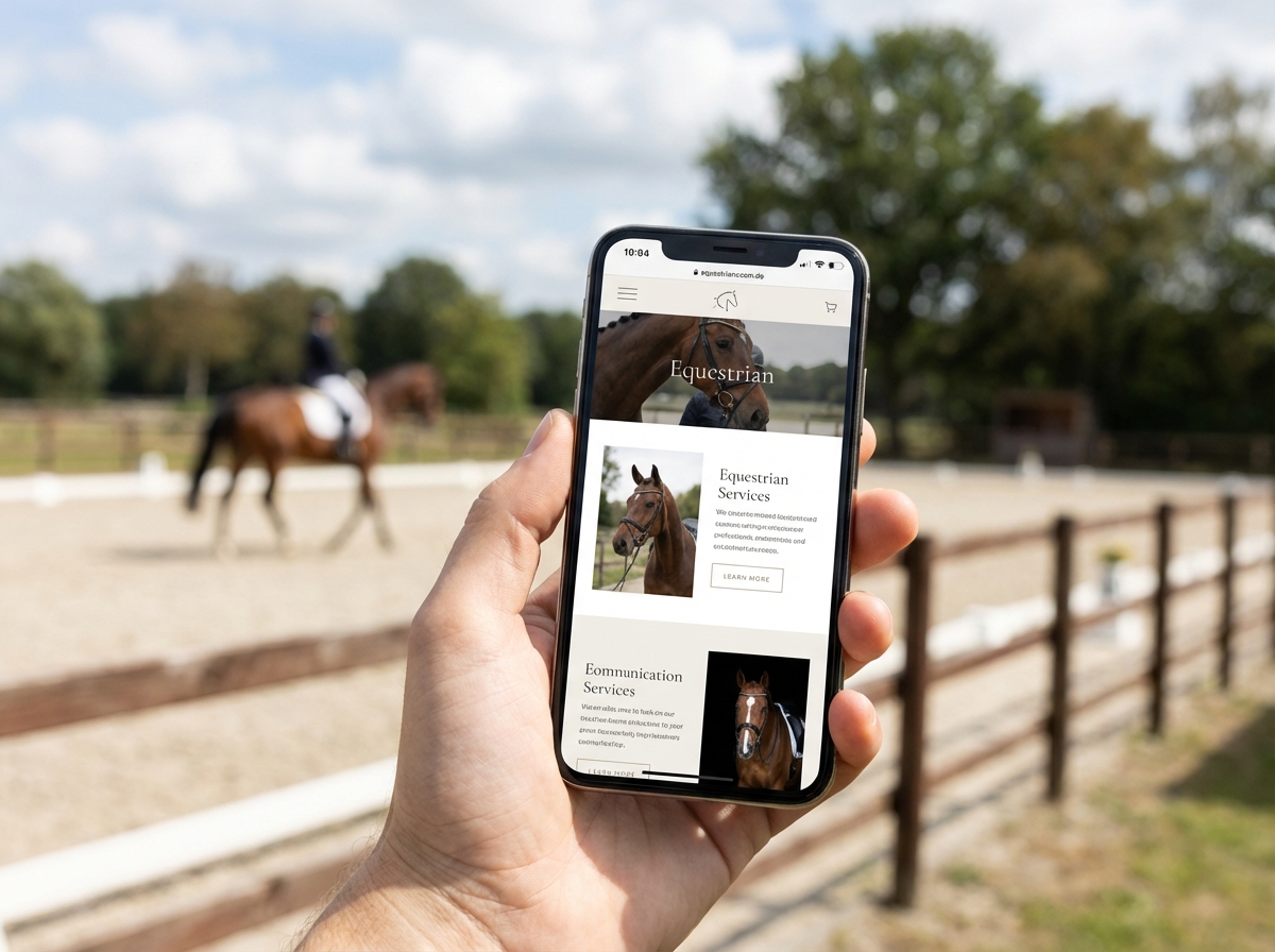 Dressage trainer website on mobile device