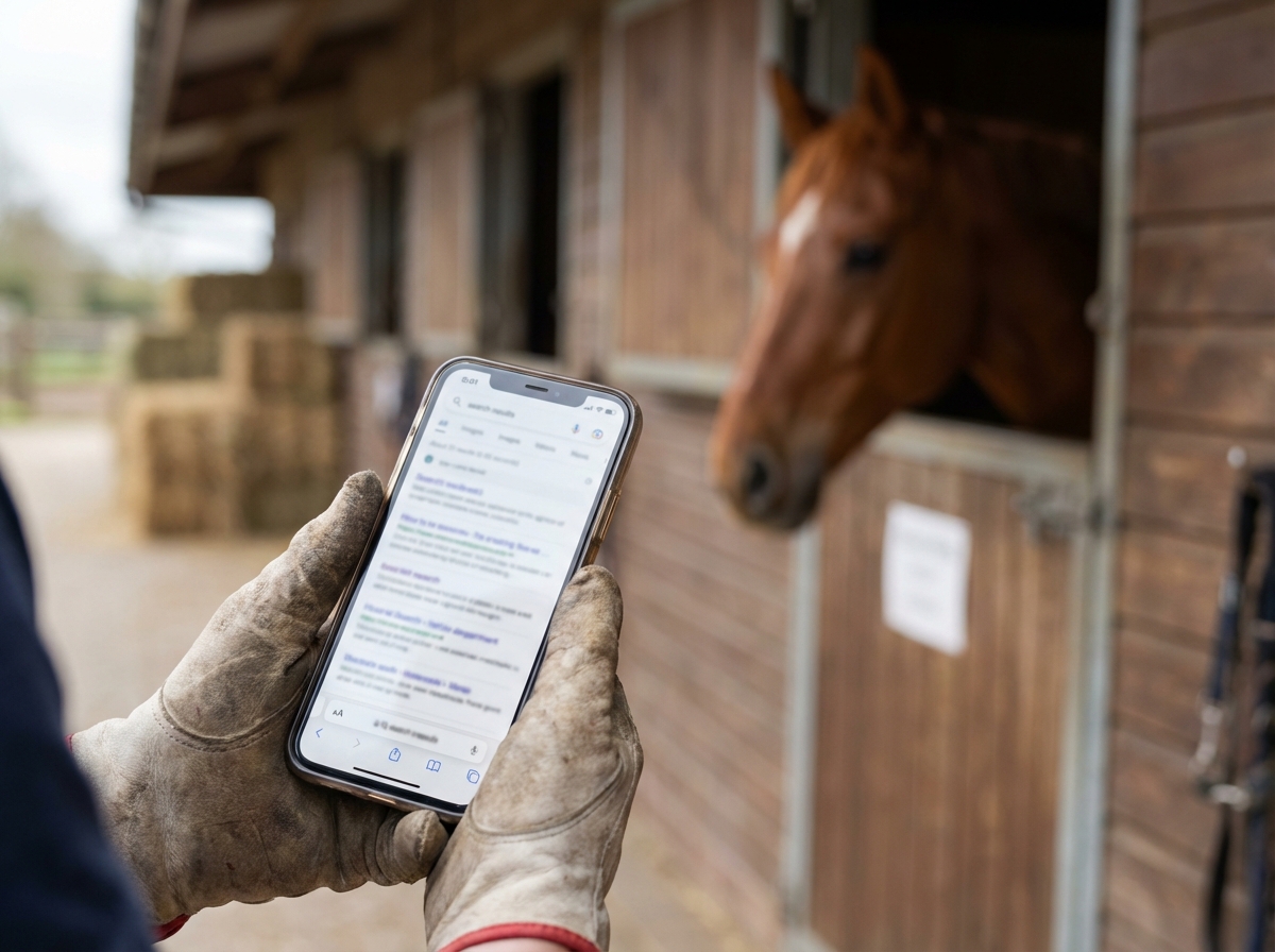 Farrier website in search results on a phone