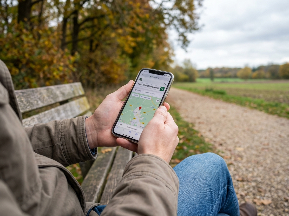 Parent searching for riding lessons on their phone