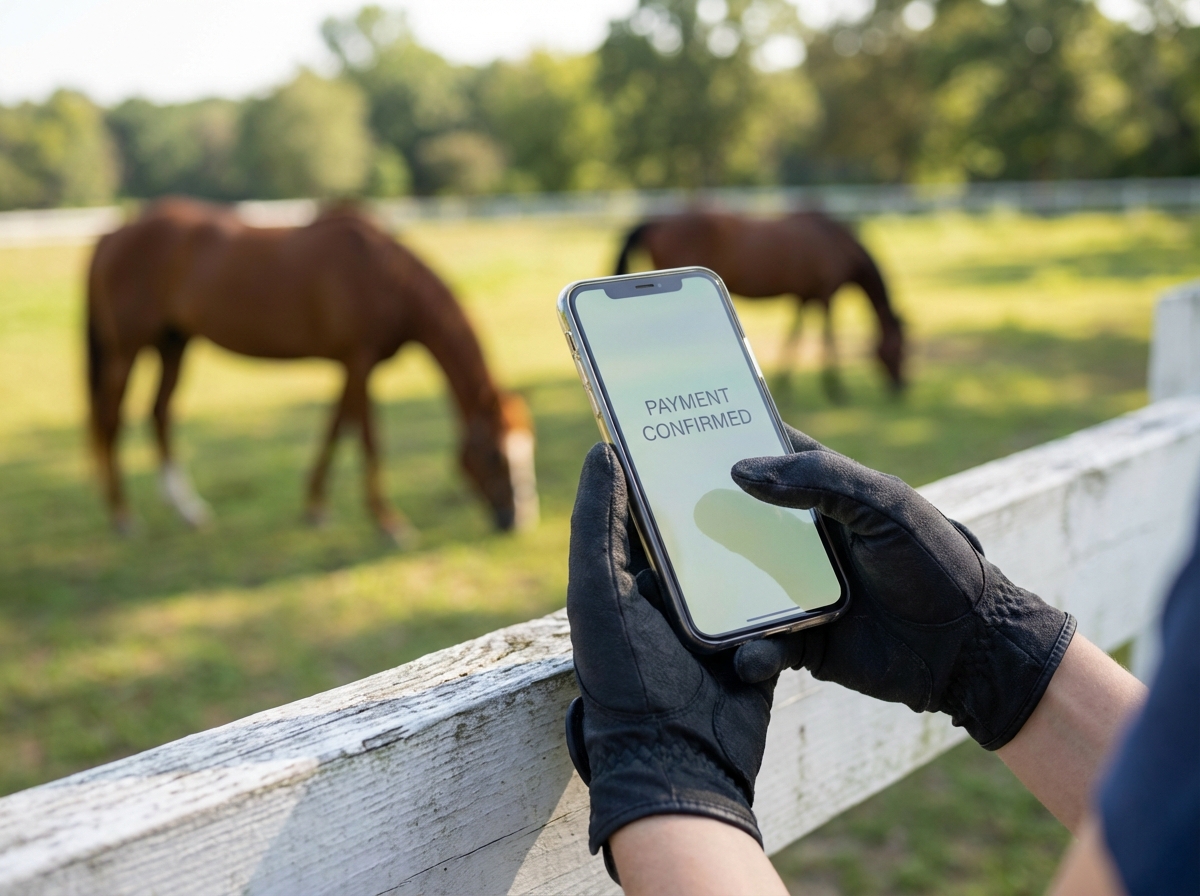 Payment confirmation screen for a stallion booking deposit